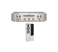Un ampli Marantz PM6007 Argent et Or + une paire d'enceintes colonne Cabasse Jersey MT32/2 Edition spéciale Blanc mat