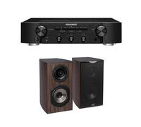Un ampli Marantz PM6007 Noir + une paire d'enceintes bibliothèque Cabasse Antigua MC170 Chêne foncé