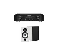 Un ampli Marantz PM6007 Noir + une paire d'enceintes bibliothèque Cabasse Antigua MT32/2 Blanc mat