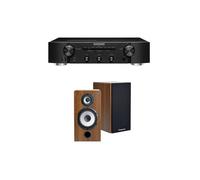Un ampli Marantz PM6007 Noir + une paire d'enceintes bibliothèque Cabasse Antigua MT32/2 Edition spéciale Noyer