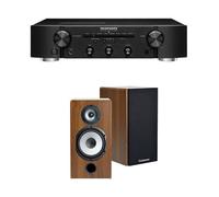 Un ampli Marantz PM6007 Noir + une paire d'enceintes bibliothèque Cabasse Antigua MT32/2 Edition spéciale Noyer