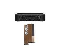 Un ampli Marantz PM6007 Noir + une paire d'enceintes colonne Cabasse Jersey MT32/2 Edition spéciale Noyer