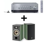 Un ampli Yamaha R-N800A Argent + une paire d'enceintes bibliothèque Focal Aria Evo X N°1 Vert Argent E