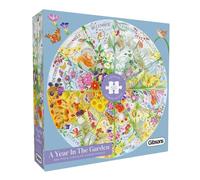 Un an dans le cercle de jardin | Puzzle circulaire de 500 pièces | Puzzle des années naturelles | Puzzle durable pour adultes | Tapis premium 100 % recyclé | Excellent cadeau pour adultes | Gibsons
