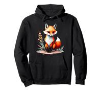 Un Animal de Renard avec des Fleurs et des Feuilles Peint Le Renard Sweat à Capuche