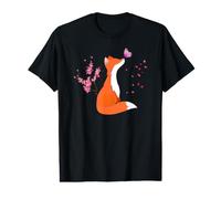 Un Animal Renard avec Fleurs de Cerisier et Papillon T-Shirt Graphique avec Valeur