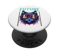 Un aperçu du Futur Design futuriste de Chats de Science-Fiction PopSockets PopGrip Adhésif