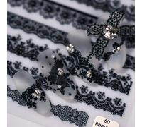 Un autocollant pour ongles 3D en relief noir avec motif de dentelle noire. Décoration d'autocollants pour ongles, fournitures pour ongles, autocollants pour ongles Blocs de couleurPC