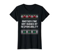 Un Autre Beau Jour ruiné par la responsabilité Moche Pull de Noël T-Shirt Graphique avec Valeur, Femme, Noir, XS
