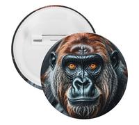 Un badge en fer blanc Gorilla - Grande broche ronde personnalisée - Convient pour les enseignants, les infirmières, les médecins, le personnel, les cadeaux de fête, 5PCS, Plastique, Plastiques