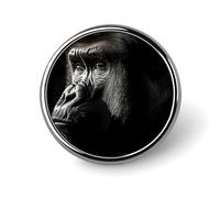 Un badge Gorilla décoratif en alliage d'aluminium durable pour adultes, broche à bouton léger pour chemises, vestes, chapeaux, uniformes de 2,5 cm