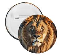 Un badge lion rond en métal, broche légère pour sac à dos, épingles à boutons tendance pour chemises, vestes, châle, manteau, unisexe, 5PCS, Fer blanc, épingles rondes en métal
