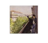 Un Balcon-Gustave Caillebotte Poster d'œuvres d'art sur toile à suspendre 30 x 30 cm