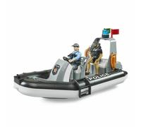 Un Bateau De Police Avec Un Policier Et Un Plongeur