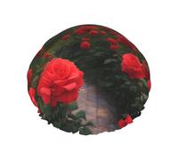 Un beau bonnet de douche imprimé château, réutilisable, spécialement conçu pour les cheveux longs des femmes, structure double couche, adapté pour le bain.