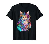Un Beau Chat aux Couleurs Aquarelle Les Chats colorés T-Shirt