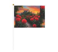 Un beau château en dix pièces imprimé double face drapeau à main de 14 x 20,8 cm, adapté pour encourager les activités d'équipe