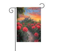 Un beau drapeau de décoration extérieure de château, drapeau de jardin à suspendre, petit drapeau de jardin, drapeau de Noël d'hiver extérieur 30,5 x 45,7 cm