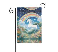 Un beau drapeau de décoration extérieure licorne, drapeau de jardin suspendu, petit drapeau de jardin, drapeau de Noël d'hiver extérieur 30,5 x 45,7 cm