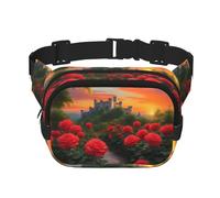 Un beau sac banane carré double couche Castle pour les activités de plein air telles que le sport, les voyages, la randonnée, le cyclisme, Noir , Taille unique
