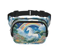 Un beau sac banane imprimé licornes multifonctionnel, sac à bandoulière tendance unisexe sac de rangement de sport de voyage