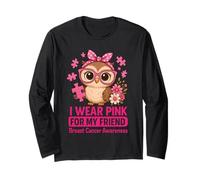 Un bébé Hibou Que Je Porte du Rose pour sensibiliser Mon Amie au Cancer du Sein Manche Longue