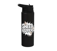 Un berger drôle de Sheep Happens Stainless Steel Insulated Water Bottle
