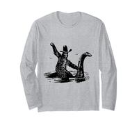 Un Bigfoot Sasquatch chevauchant le monstre du Loch Ness est amusant Manche Longue