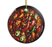 Un bol de piment en céramique à suspendre pour sapin de Noël - Souvenir décoratif rond pour Noël, maison, fête, vacances