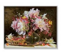 Un bouquet de fleurs et cerises 40 x 50 cm - Peinture par numéros