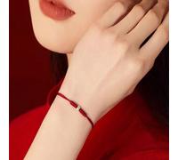 Un bracelet S925 en argent sterling brisé de quelques Liangs avec perle de transfert Lucky. Bracelet tressé rouge. Bracelet pour femme convenant comme cadeau de la Saint-Valentin pour les filles Argen