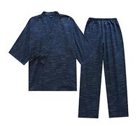 un-brand Costume de Pyjama en Coton Kimono Japonais Double Gaze pour Hommes, Grande Taille, vêtements Zen, vêtements taoïstes (Taille M, A1)