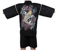 un-brand Ensemble de Kimono Japonais imprimé Jinbei Pyjama Yukata Festival de Feux d'artifice (Taille XL, A16)