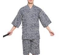 un-brand Ensemble de kimono japonais imprimé Pyjama Yukata Festival de feux d'artifice (taille L, A13)