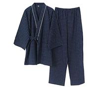 un-brand Kimono Japonais pour Homme en Coton Hanfu Ancien Pyjama Costume Grande Taille vêtements Zen vêtements taoïstes (Taille M, S)