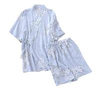 un-brand Pyjama Japonais à Manches Courtes pour Femmes Kimono Yukata (Taille L, A15)