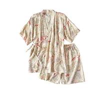 un-brand Pyjama Japonais à Manches Courtes pour Femmes Kimono Yukata (Taille L, A4)