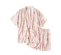 un-brand Pyjama Japonais à Manches Courtes pour Femmes Kimono Yukata (Taille L, A9)