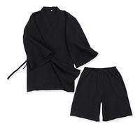 un-brand Pyjama Japonais à Manches Courtes Yukata Kimono Crepe (Taille L, Noir)