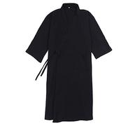 un-brand Robe en velours kimono japonais pour homme, grande taille, vêtements zen, vêtements taoïstes (taille XL, noir)