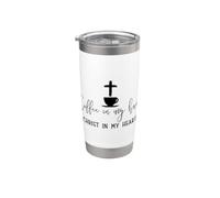 Un café dans ma main, le Christ dans mon cœur, motif de foi Gobelet isotherme en acier inoxydable double paroi