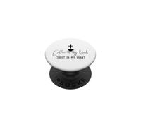 Un café dans ma Main, Le Christ dans Mon cœur, Motif de Foi PopSockets PopGrip Adhésif