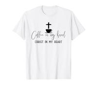 Un café dans ma Main, Le Christ dans Mon cœur, Motif de Foi T-Shirt Graphique avec Valeur, Homme, Blanc, M
