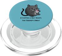 Un café par Jour éloigne Le Grincheux félin drôle PopSockets PopGrip pour MagSafe