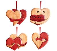 Un Câlin de Mon Cœur pour Vous Sculptures en Bois Faites à la Main, Coeur en Bois Câlins Coeurs Aimants Pendentif en Bois Créatif pour Lui Elle, Jeton de Coeur en Bois de Câlin