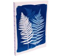 Un Carnet Broché Souple Motif Floral / Cyanotype - A5 14,8x21cm - 160 Pages Lignées Papier Blanc 90g - Dos Brut - Collection Cyanotype - 2 Visuels, Livraison Aléatoire