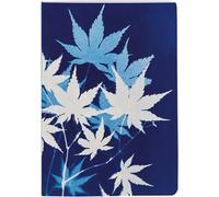 Un Carnet Piqué Cousu Fil Motif Floral / Cyanotype - A6 10,5x14,8 Cm 64 Pages Lignées Papier Blanc 90g - Collection Cyanotype - 4 Visuels, Livraison Aléatoire
