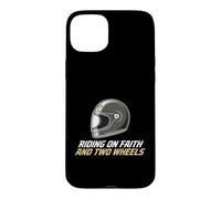 Un Cavalier chevauchant la Foi et Une Moto chrétienne à Deux Roues Coque pour iPhone 15 Plus