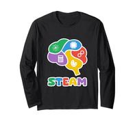 Un Cerveau Fait de Puzzles colorés avec des icônes Steam Manche Longue