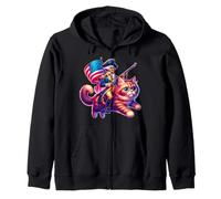 Un Chat à Cheval drôle et Patriotique de George Washington du 4 Juillet Sweat à Capuche